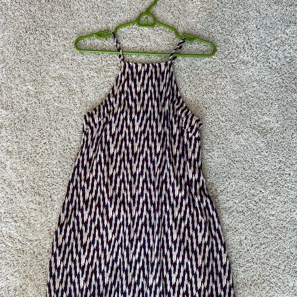 Stylish Maroon, Navy and Beige Patterned Dress
